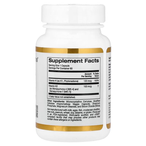 California Gold Nutrition, комплекс витаминов группы K, 60 растительных капсул